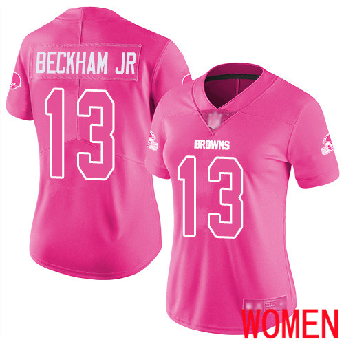 Cleveland Browns Odell Beckham Jr Women Pink Limited Jersey #13 NFL Football Rush Fashion